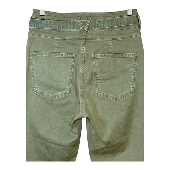 Veronica Beard GISELLE Flare Jeans Sea Foam Green Extra High Rise Belted Size 28